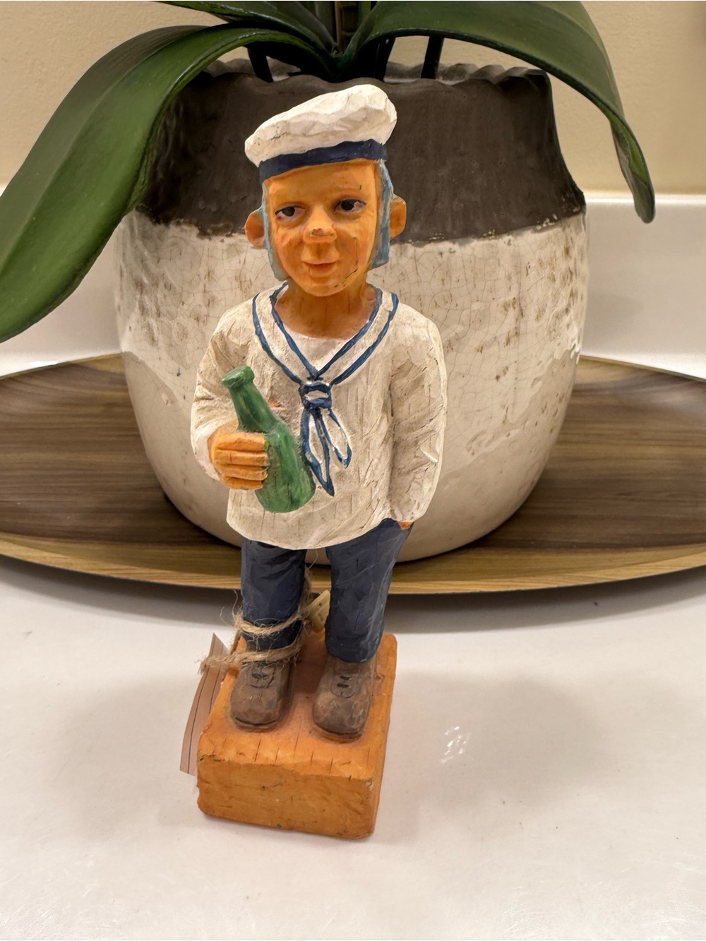 🎉Hand-Carved Sailor Figurine - White & Blue